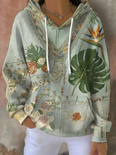 Sweat à capuche imprimé floral bohème femme